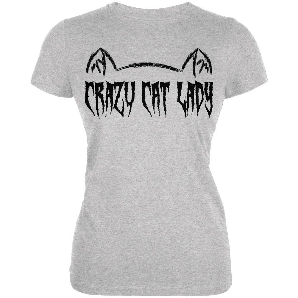 Halloween Crazy Cat Lady Juniors Soft T Shirt Juniors T-Shirts Old Glory 2XL Heather 