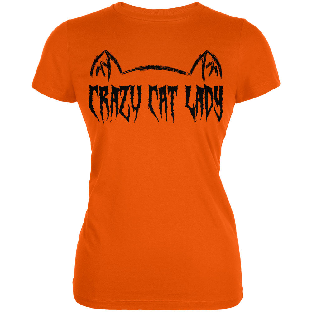 Halloween Crazy Cat Lady Juniors Soft T Shirt Juniors T-Shirts Old Glory 2XL Orange 