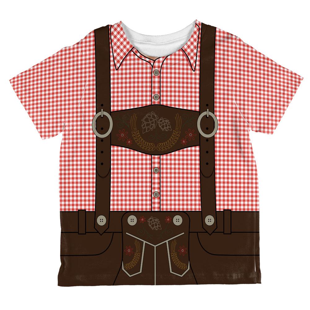 Oktoberfest Lederhosen Costume German Brown Suspenders All Over Toddler T Shirt Toddler T-Shirts Old Glory 2T Red 