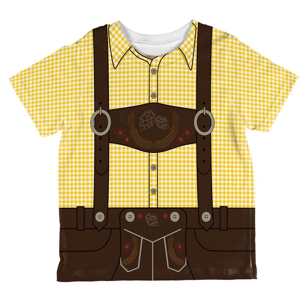 Oktoberfest Lederhosen Costume German Brown Suspenders All Over Toddler T Shirt Toddler T-Shirts Old Glory 2T Yellow 