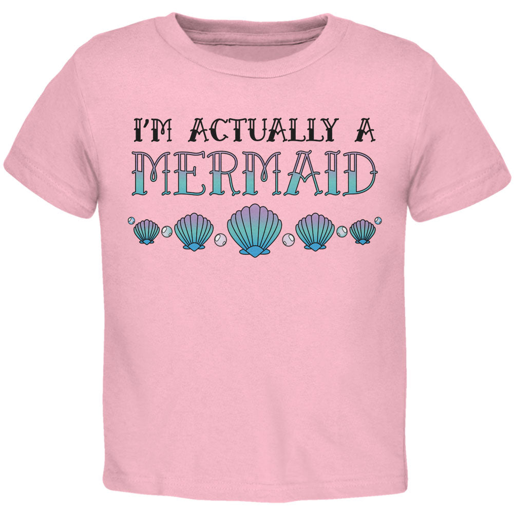 Halloween I'm Actually a Mermaid Toddler T Shirt Toddler T-Shirts Old Glory 2T Light Pink 