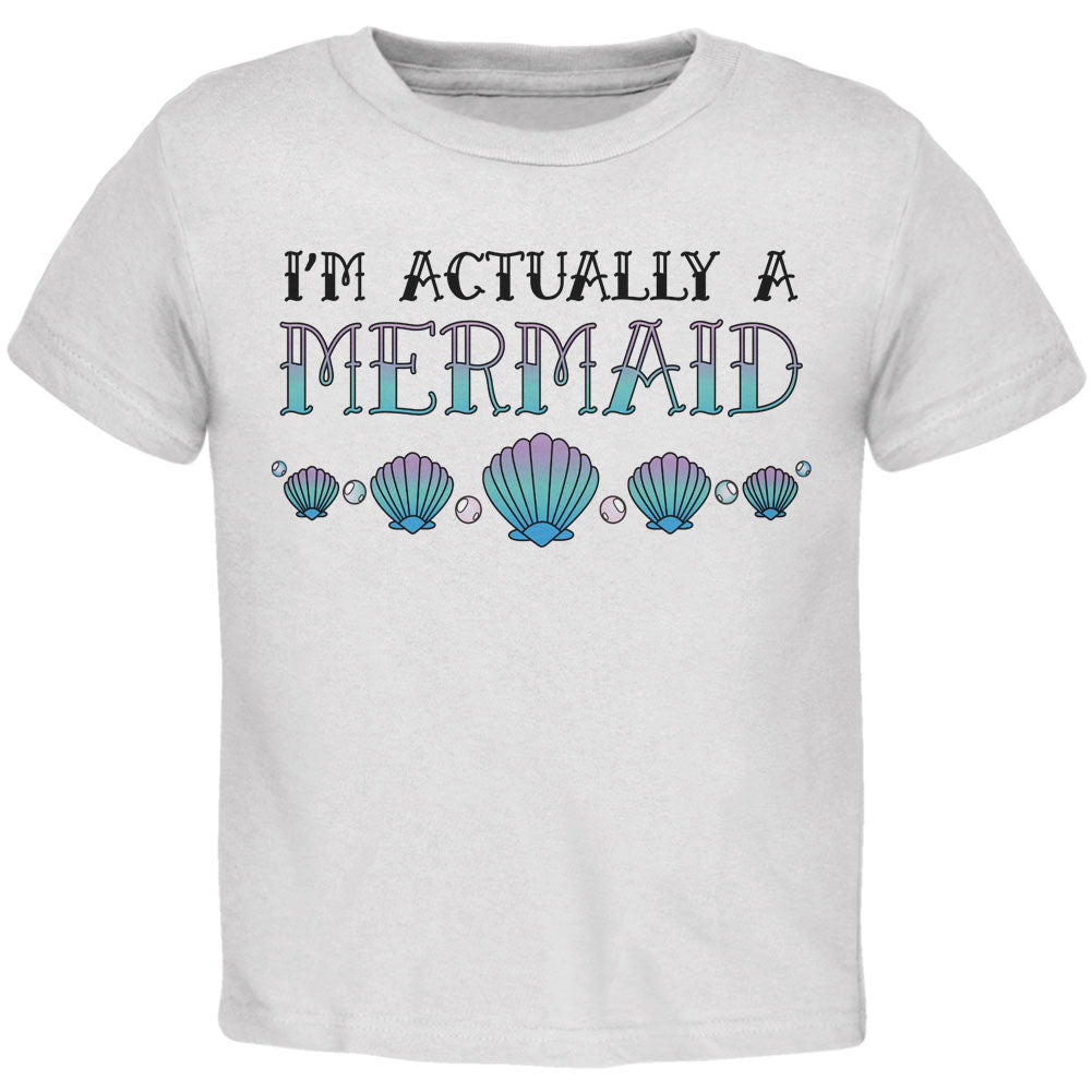 Halloween I'm Actually a Mermaid Toddler T Shirt Toddler T-Shirts Old Glory 2T White 