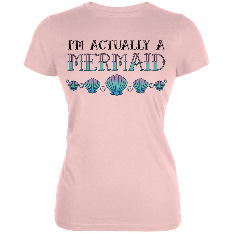 Halloween I'm Actually a Mermaid Juniors Soft T Shirt Juniors T-Shirts Old Glory 2XL Blush Pink 