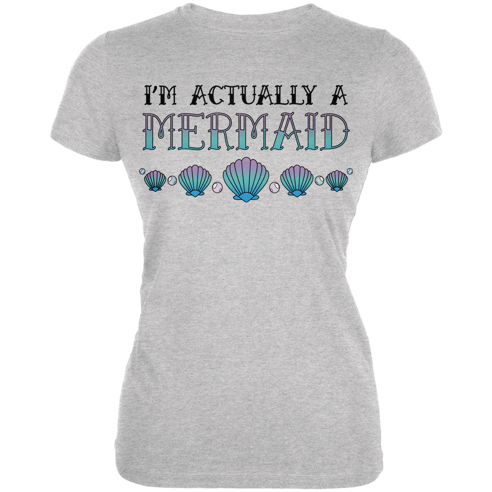 Halloween I'm Actually a Mermaid Juniors Soft T Shirt Juniors T-Shirts Old Glory 2XL Heather 