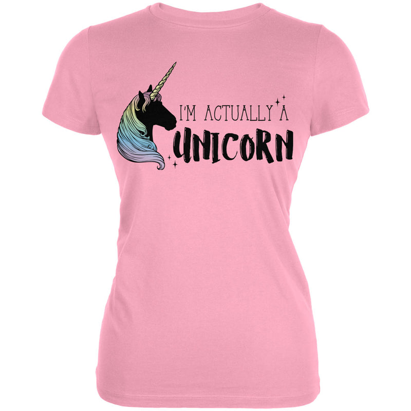 Halloween I'm Actually a Unicorn Juniors Soft T Shirt Juniors T-Shirts Old Glory 2XL Blush Pink 