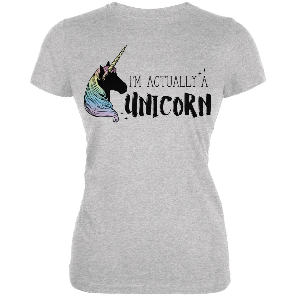 Halloween I'm Actually a Unicorn Juniors Soft T Shirt Juniors T-Shirts Old Glory 2XL Heather 