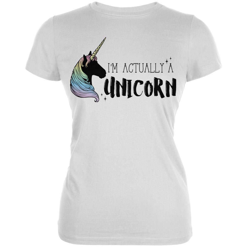 Halloween I'm Actually a Unicorn Juniors Soft T Shirt Juniors T-Shirts Old Glory 2XL White 