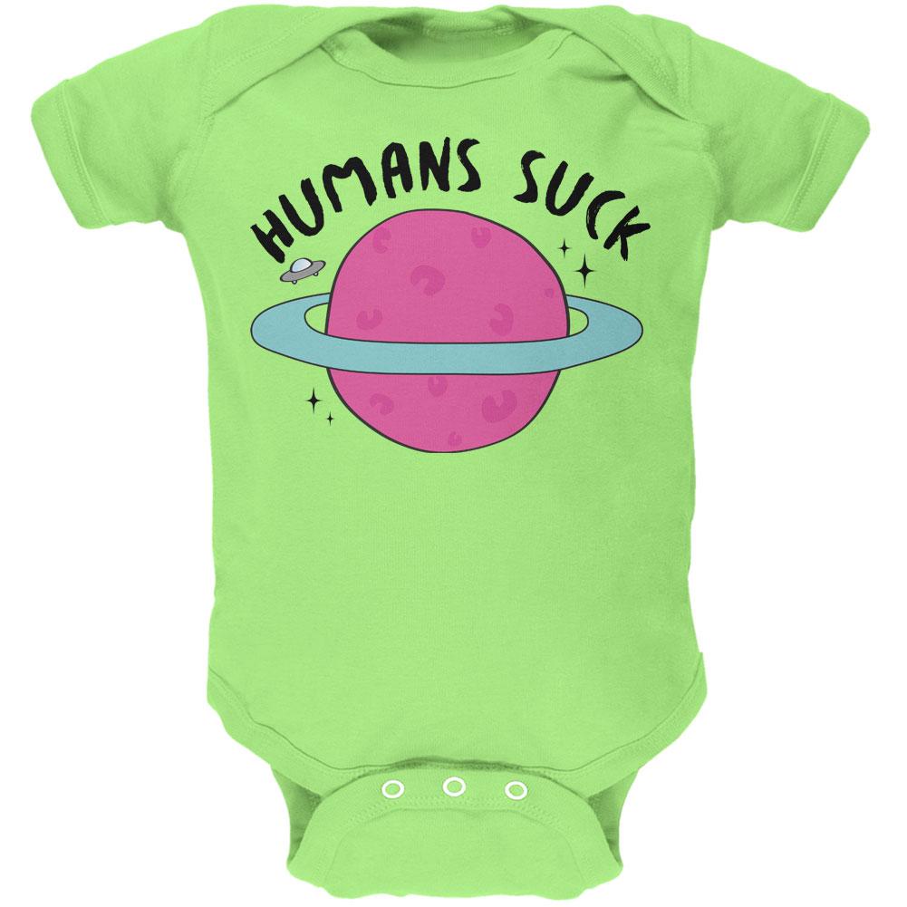 Halloween Humans Suck Black Text Soft Baby One Piece Baby One Piece Old Glory 12MO Green 