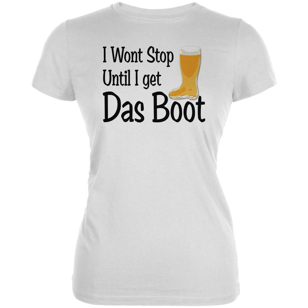 Oktoberfest I Won't Stop Until I Get Das Boot German Beer Juniors Soft T Shirt Juniors T-Shirts Old Glory 2XL White 