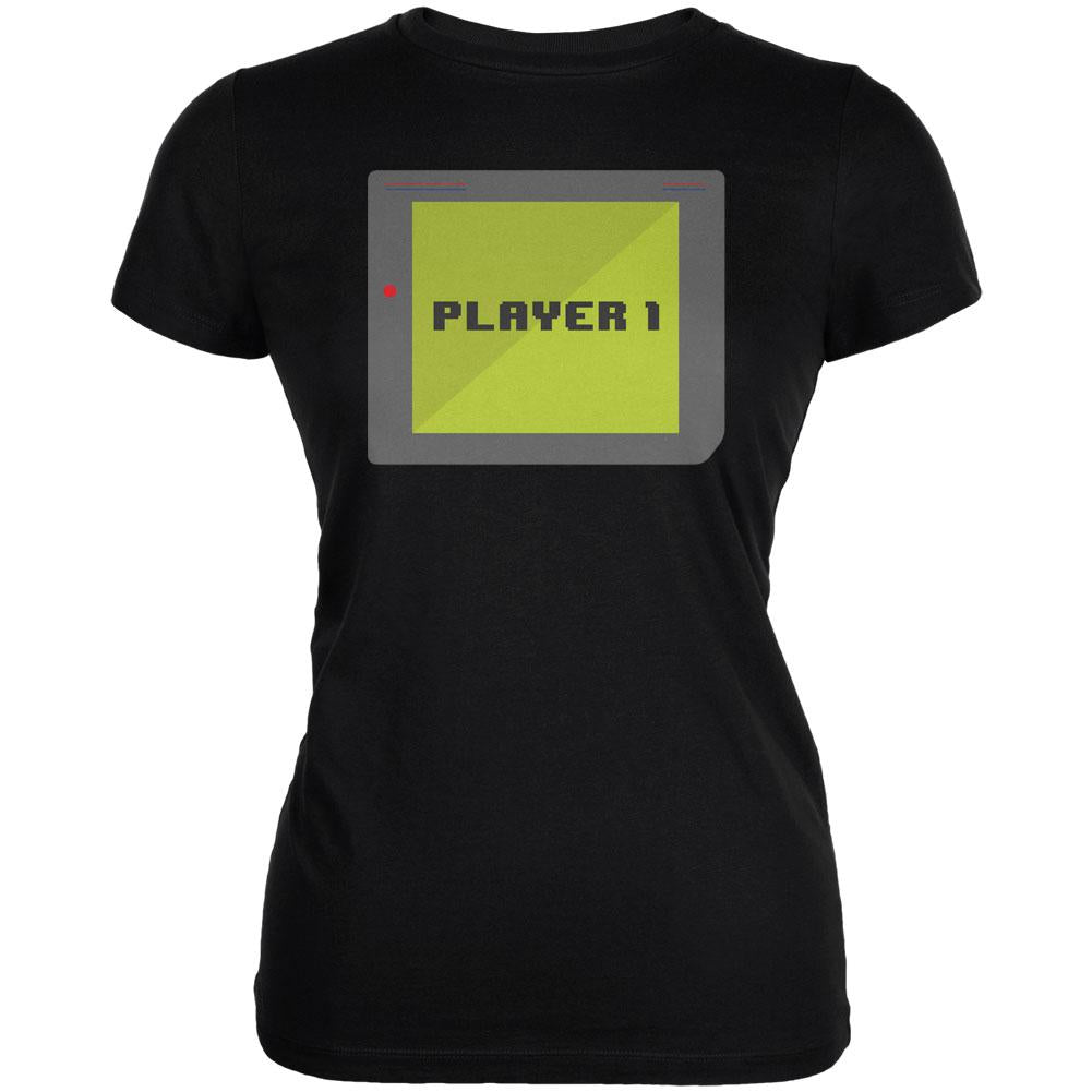 Halloween Old School Gamer Player 1 Juniors Soft T Shirt Juniors T-Shirts Old Glory 2XL Black 