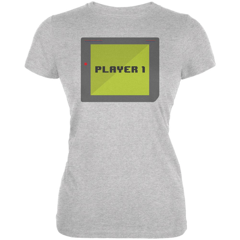 Halloween Old School Gamer Player 1 Juniors Soft T Shirt Juniors T-Shirts Old Glory 2XL Grey 