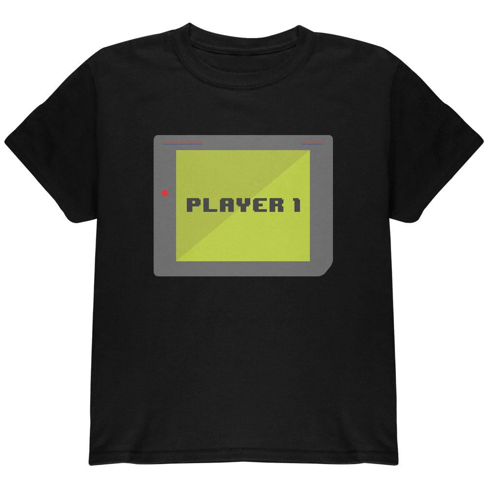 Halloween Old School Gamer Player 1 Youth T Shirt Youth T-Shirts Old Glory LG Black 