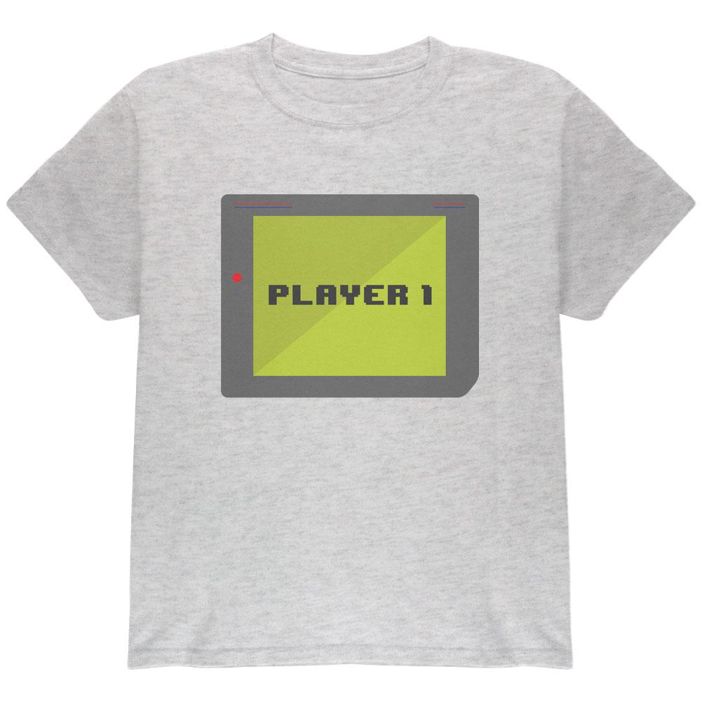 Halloween Old School Gamer Player 1 Youth T Shirt Youth T-Shirts Old Glory LG Grey 