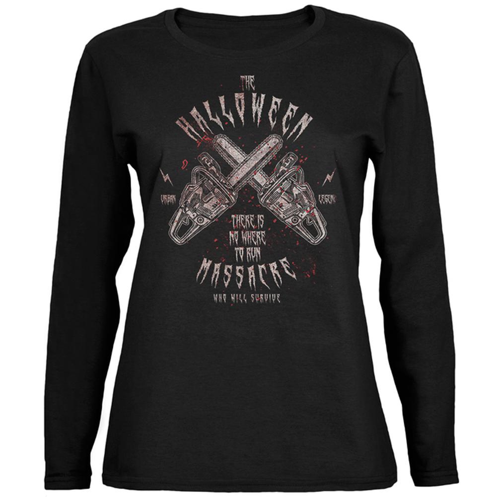 Halloween Chainsaw Massacre Bloody Horror Ladies' Jersey Long-Sleeve Tee Women's Long Sleeves Old Glory 2XL Black 