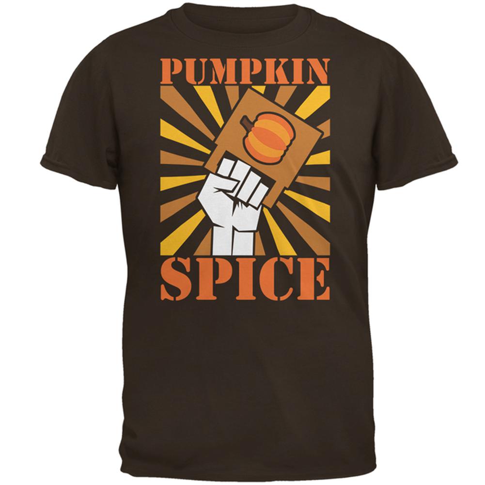 Autumn Fall Pumpkin Spice Revolution Raised Fist Mens T Shirt Men's T-Shirts Old Glory 2XL Brown 