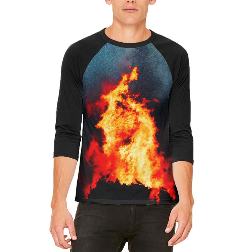 Autumn Fall It's Bonfire Season Mens Raglan T Shirt Men's T-Shirts Old Glory 2XL White-Black 