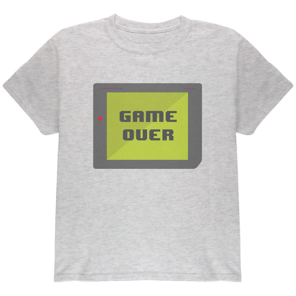 Halloween Old School Gamer Game Over Youth T Shirt Youth T-Shirts Old Glory LG Light Heather Grey 