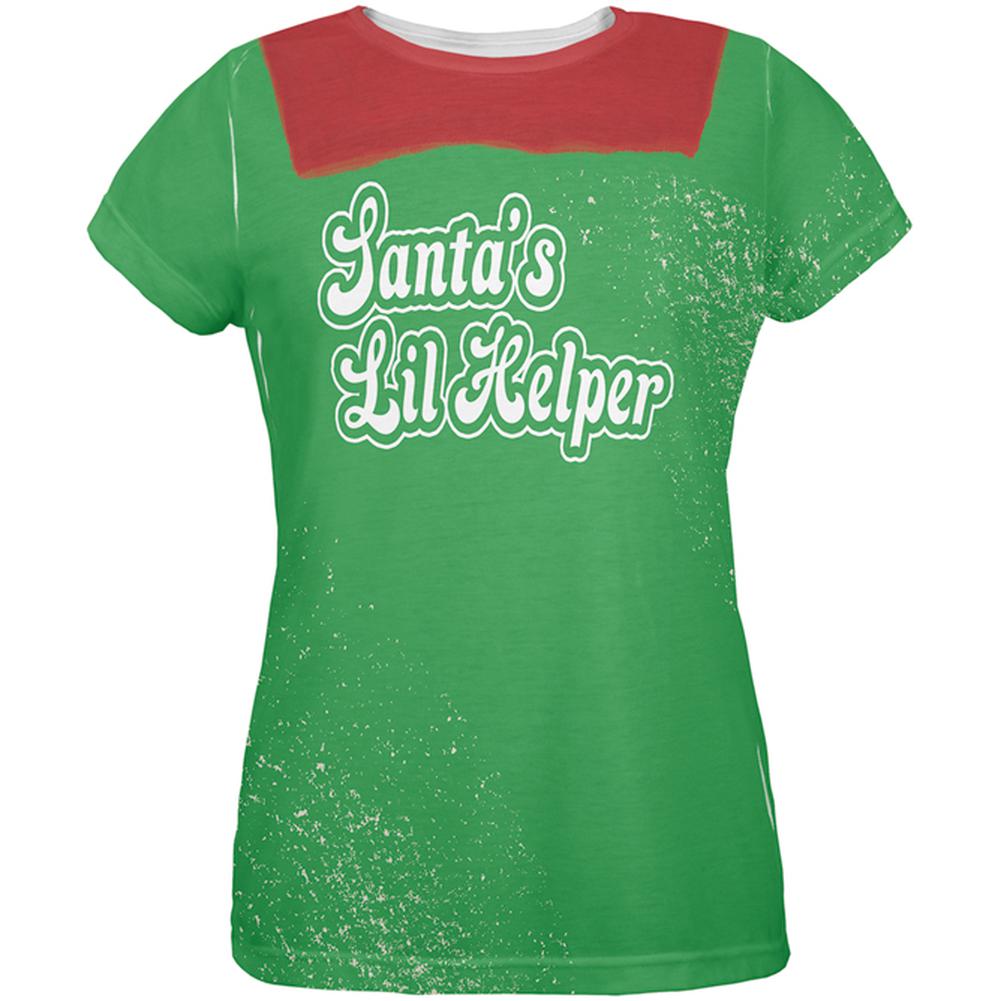 Christmas Santa's Lil Helper Daddy's Lil Monster Costume All Over Womens T Shirt Women's T-Shirts Old Glory 2XL Multi 