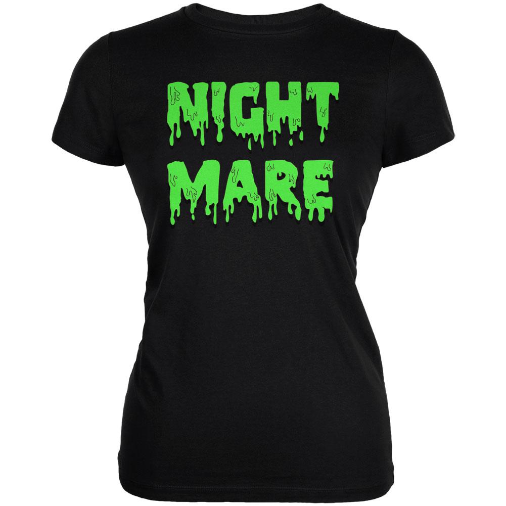 Halloween Nightmare Horror Slime Dripping Text Juniors Soft T Shirt Juniors T-Shirts Old Glory 2XL Black 