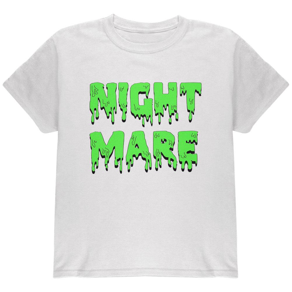 Halloween Nightmare Horror Slime Dripping Text Youth T Shirt Youth T-Shirts Old Glory LG White 