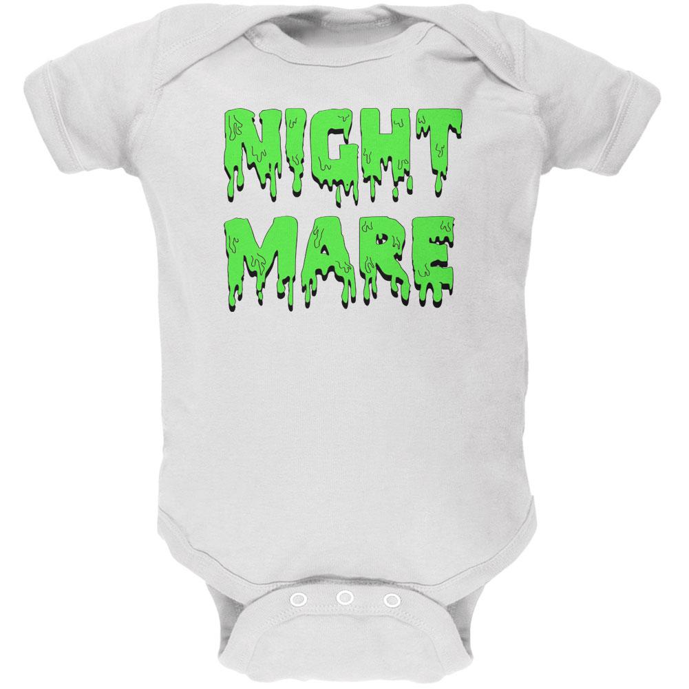 Halloween Nightmare Horror Slime Dripping Text Soft Baby One Piece Baby One Piece Old Glory 12MO White 