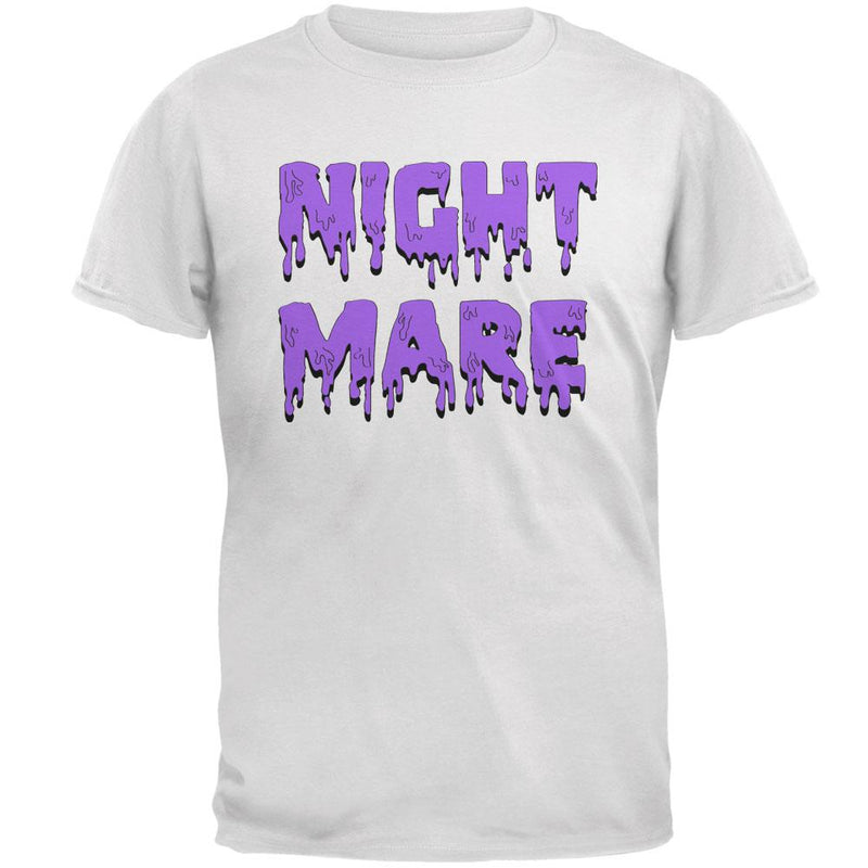 Halloween Nightmare Horror Purple Dripping Text Mens T Shirt Men's T-Shirts Old Glory 2XL White 