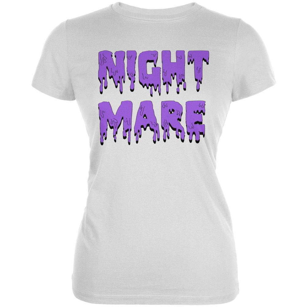 Halloween Nightmare Horror Purple Dripping Text Juniors Soft T Shirt Juniors T-Shirts Old Glory 2XL White 