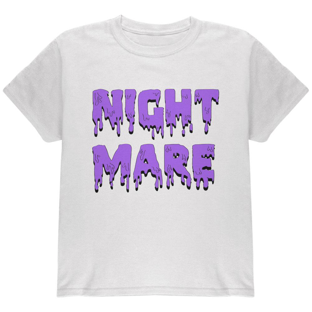 Halloween Nightmare Horror Purple Dripping Text Youth T Shirt Youth T-Shirts Old Glory LG White 