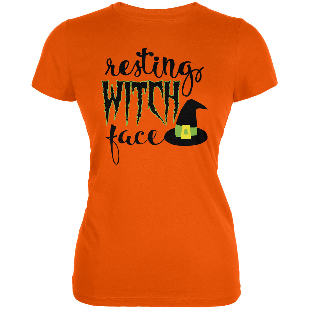 Halloween Resting Witch Face Juniors Soft T Shirt Juniors T-Shirts Old Glory 2XL Orange 