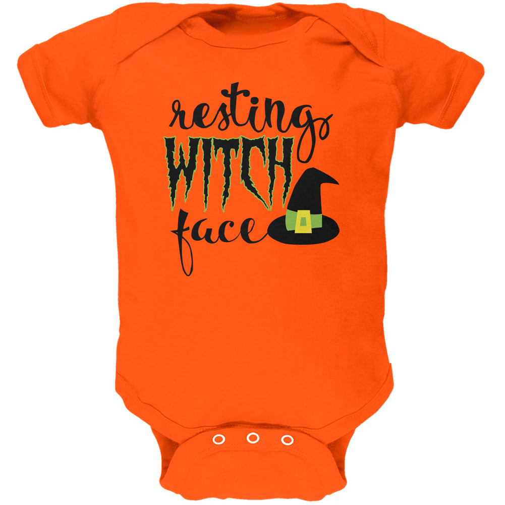 Halloween Resting Witch Face Soft Baby One Piece Baby One Piece Old Glory 24MO Orange 