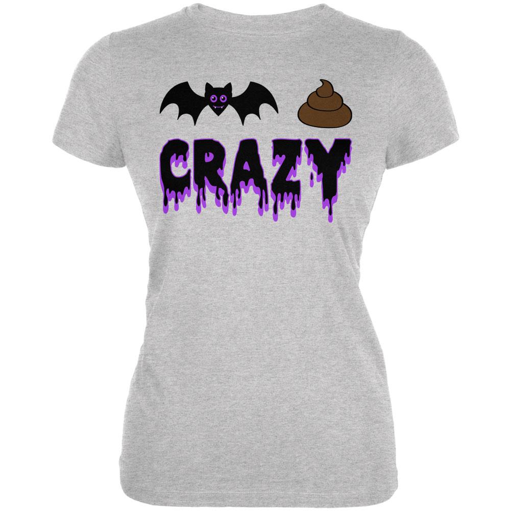 Halloween Bat Poop Crazy  Juniors Soft T Shirt Juniors T-Shirts Old Glory 2XL Heather 