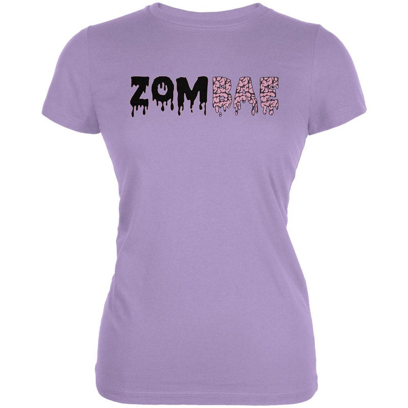 Halloween Zombae Zombie Brain  Juniors Soft T Shirt Juniors T-Shirts Old Glory LG Lavender 