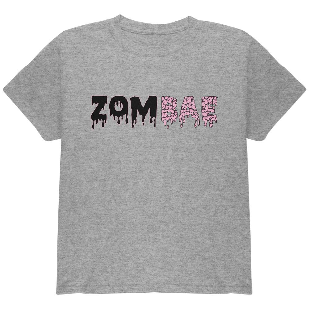 Halloween Zombae Zombie Brain  Youth T Shirt Youth T-Shirts Old Glory LG Heather 