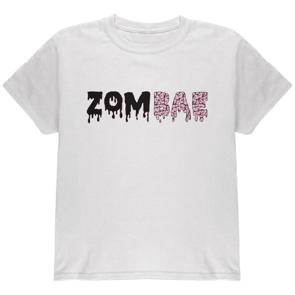 Halloween Zombae Zombie Brain  Youth T Shirt Youth T-Shirts Old Glory LG White 