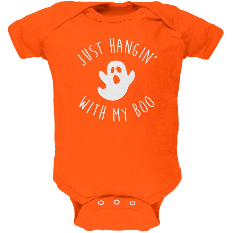 Halloween Just Hangin With My Boo Ghost Soft Baby One Piece Baby One Piece Old Glory 12MO Orange 