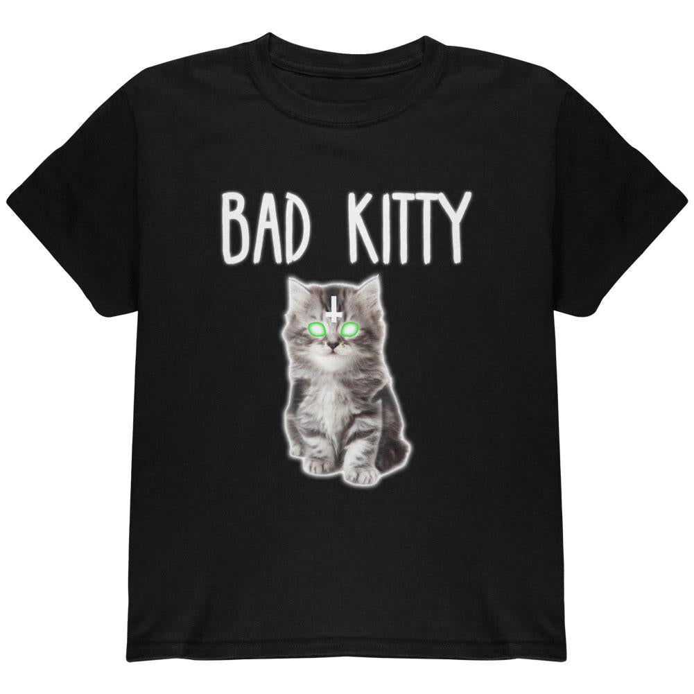 Halloween Bad Kitty Cat Ghost Youth T Shirt Youth T-Shirts Old Glory LG Black 