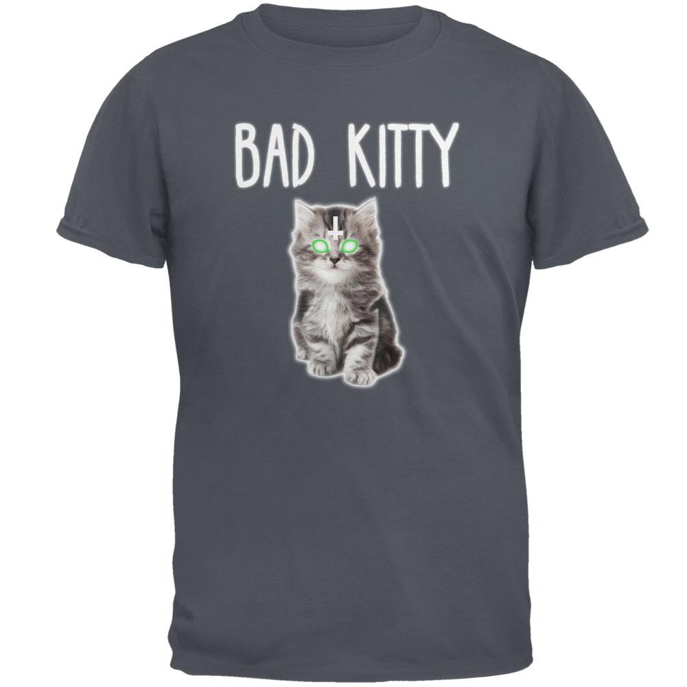 Halloween Bad Kitty Cat Mens T Shirt Men's T-Shirts Old Glory 2XL Charcoal 