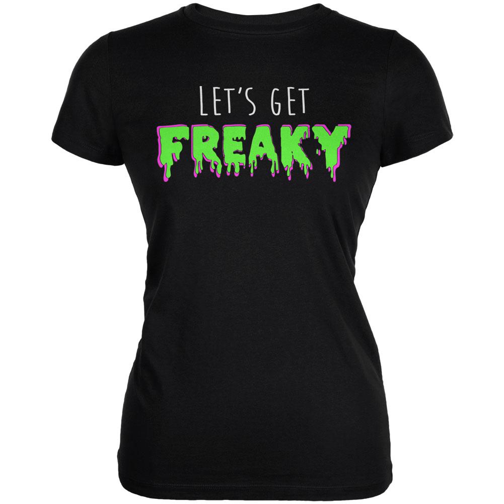 Halloween Lets Get Freaky Slime Juniors Soft T Shirt Juniors T-Shirts Old Glory 2XL Black 