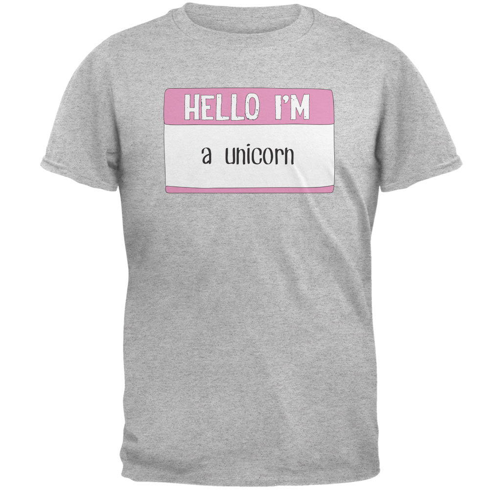 Halloween Hello I'm a Unicorn Mens T Shirt Men's T-Shirts Old Glory 2XL Heather 