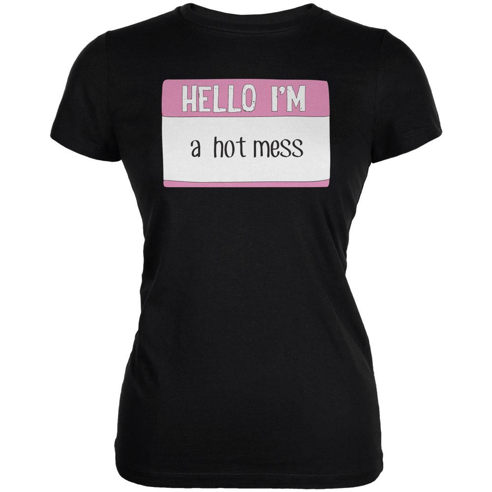 Halloween Hello I'm a Hot Mess Juniors Soft T Shirt Juniors T-Shirts Old Glory 2XL Black 