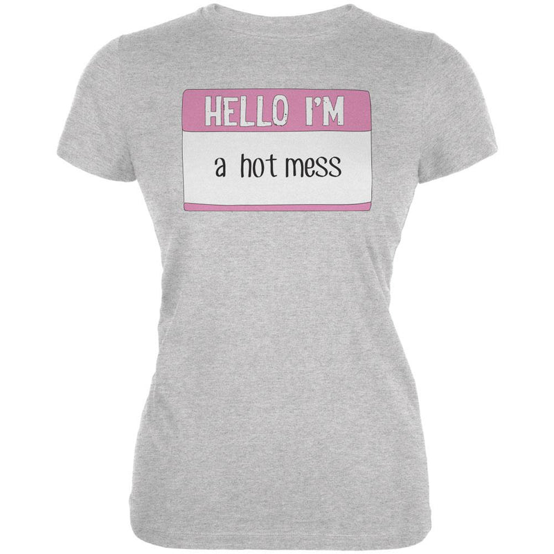 Halloween Hello I'm a Hot Mess Juniors Soft T Shirt Juniors T-Shirts Old Glory 2XL Heather 