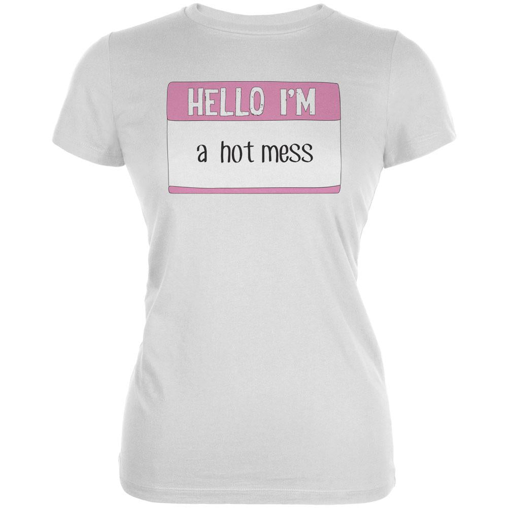 Halloween Hello I'm a Hot Mess Juniors Soft T Shirt Juniors T-Shirts Old Glory 2XL White 