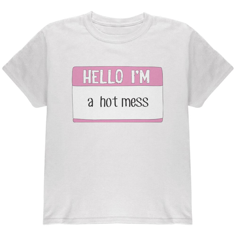 Halloween Hello I'm a Hot Mess Youth T Shirt Youth T-Shirts Old Glory LG White 