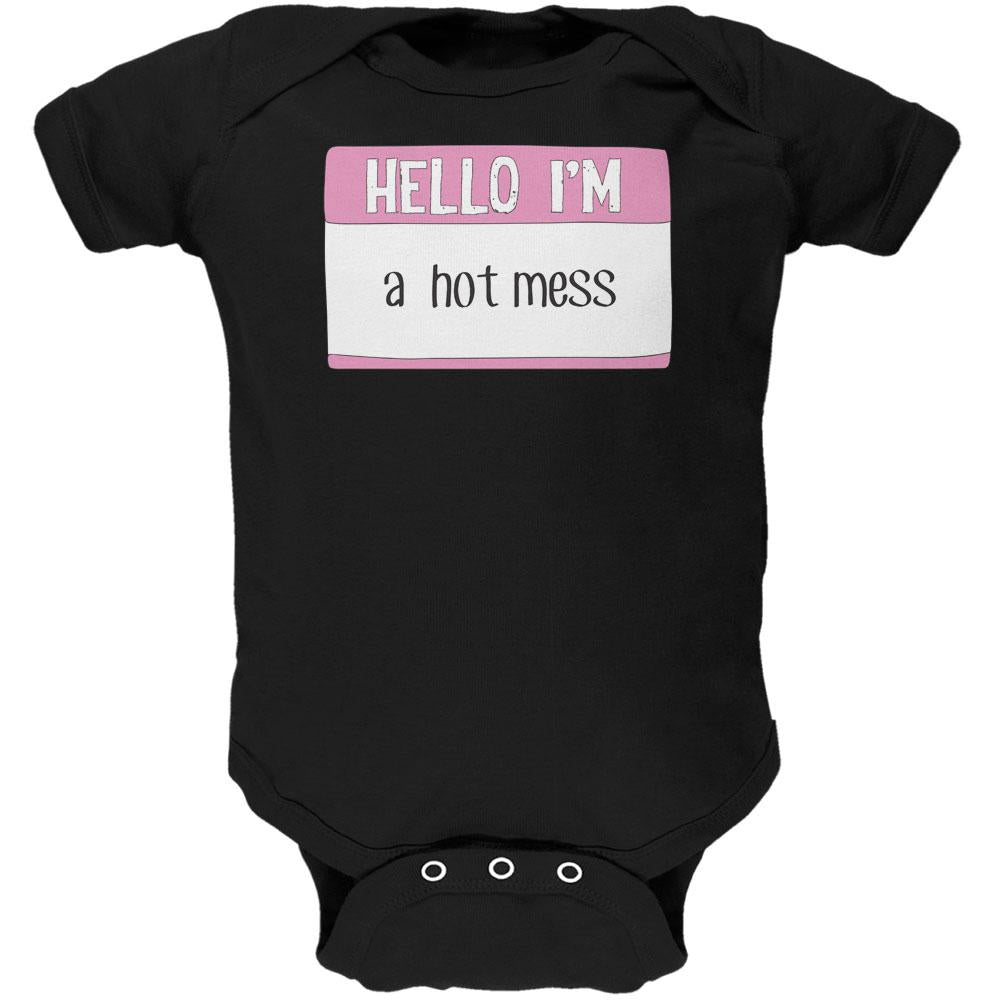 Halloween Hello I'm a Hot Mess Soft Baby One Piece Baby One Piece Old Glory 12MO Black 