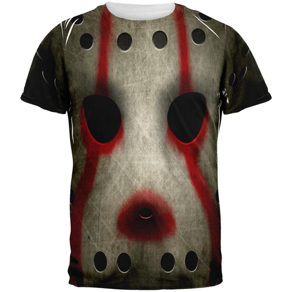 Halloween Horror Movie Hockey Mask Costume All Over Mens T Shirt Men's T-Shirts Old Glory 2XL Multi 