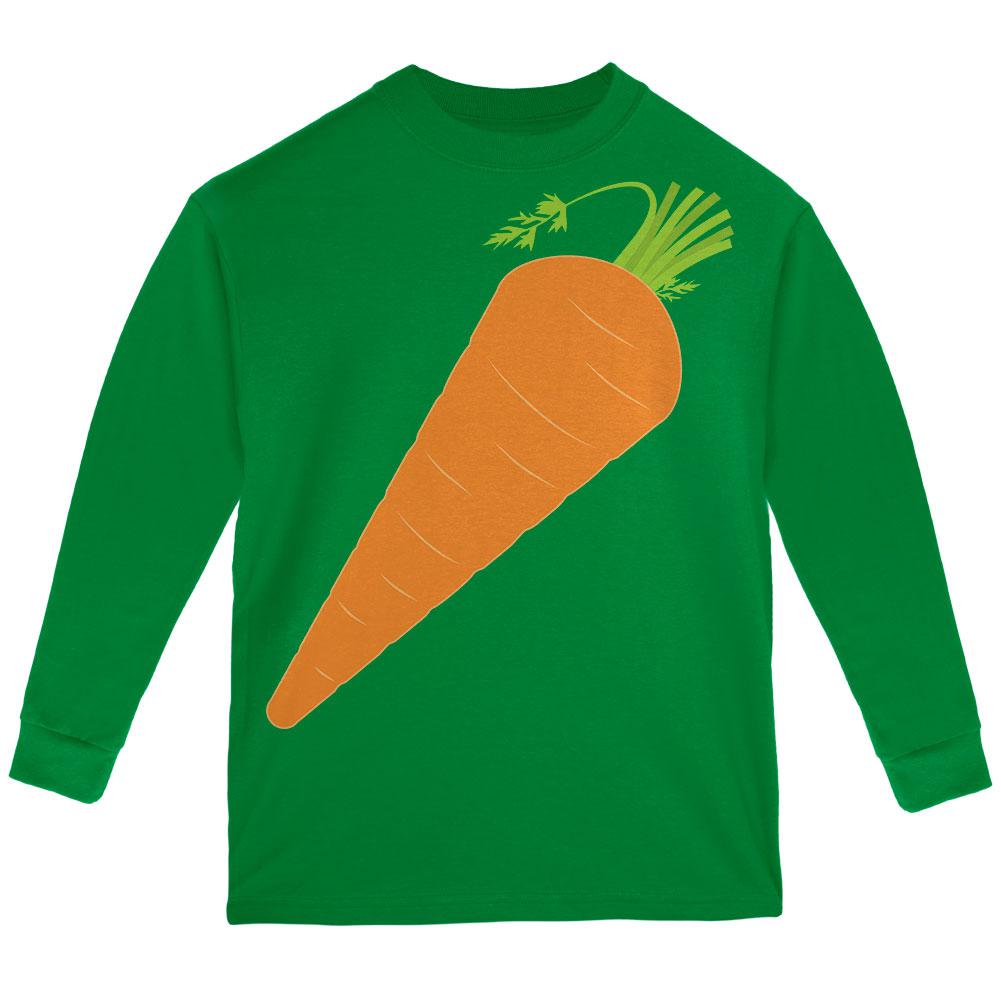 Halloween Vegetable Carrot Costume Youth Long Sleeve T Shirt Youth Long Sleeves Old Glory LG Green 