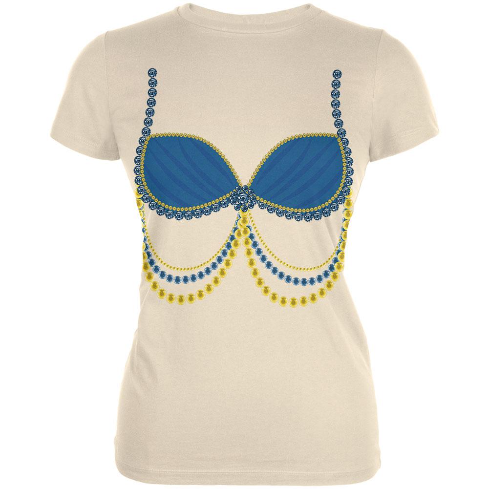 Halloween Arabian Belly Dancer Blue Costume Juniors Soft T Shirt Juniors T-Shirts Old Glory LG Cream 