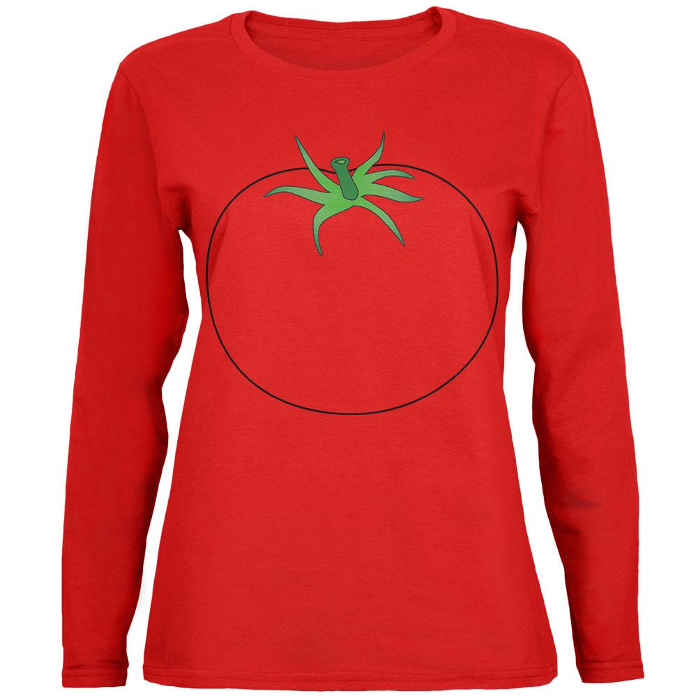 Halloween Fruit Vegetable Tomato Costume Womens Long Sleeve T Shirt Women's Long Sleeves Old Glory 2XL Red 