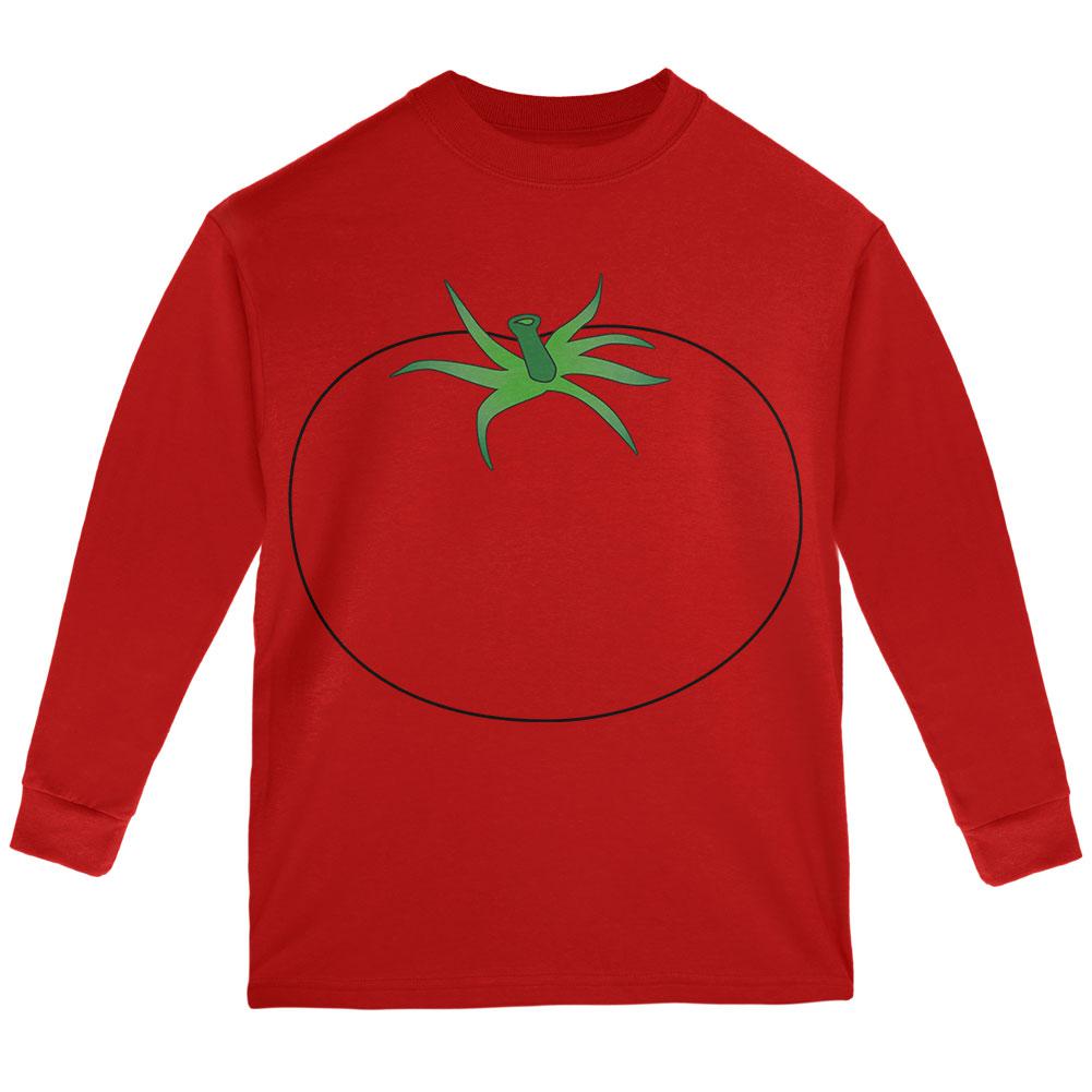 Halloween Fruit Vegetable Tomato Costume Youth Long Sleeve T Shirt Youth Long Sleeves Old Glory LG Red 