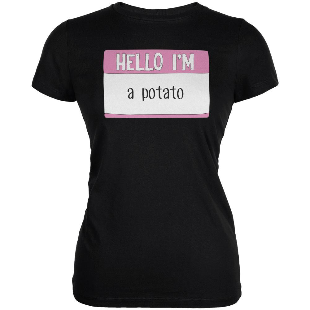 Halloween Hello I'm a Potato Juniors Soft T Shirt Juniors T-Shirts Old Glory 2XL Black 